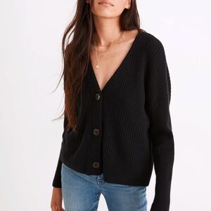 Madewell Cameron Ribbed Cardigan Sweater in True Black size XXS
